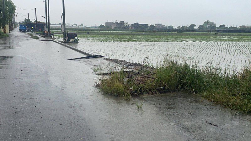 中南部地區昨天雨勢驚人，部分田區泡在水裡。圖／農民提供