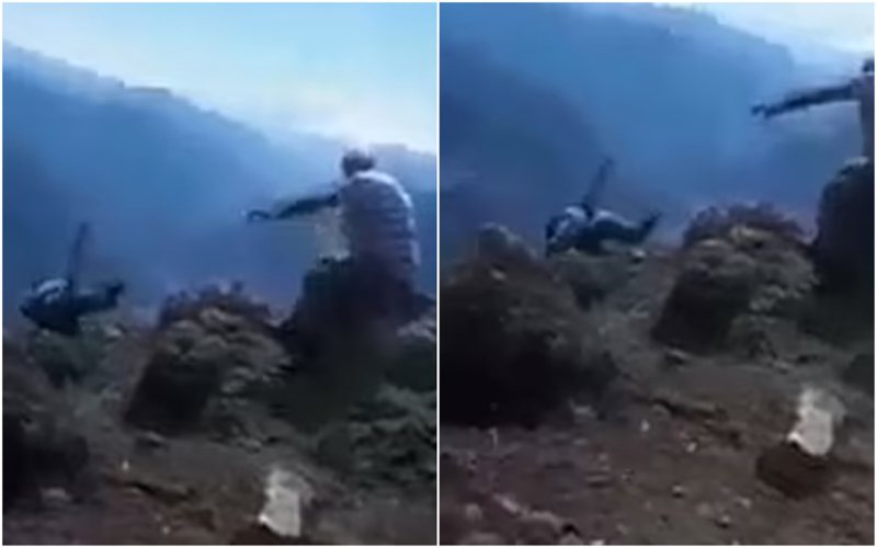 土耳其一名徒步登山客與家人的爬山時，無意中拍攝下他71歲的岳母在家人面前從高達230英尺高（約70公尺）的懸崖上墜落身亡的那一刻。截自推特