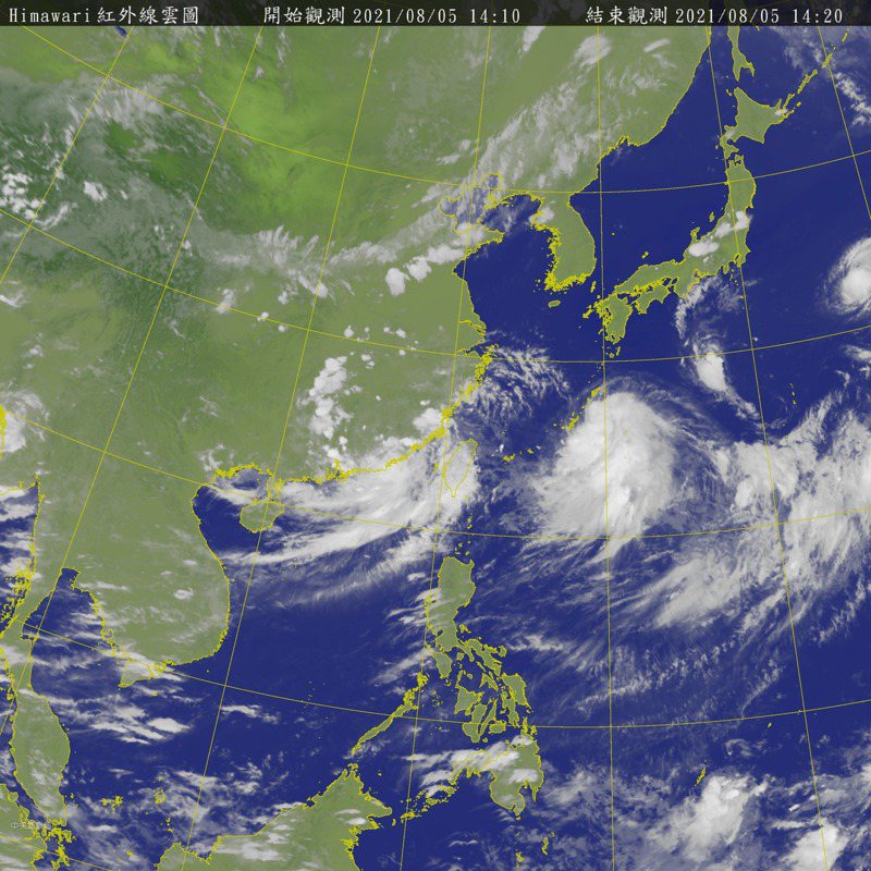 盧碧颱風中心已於中午12時在中國廣東沿海登陸，估下午5時30分解除海警 。圖／氣象局