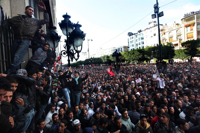 2011年突尼西亞爆發全國性示威，被稱作「茉莉花革命」。（取自紐約時報）