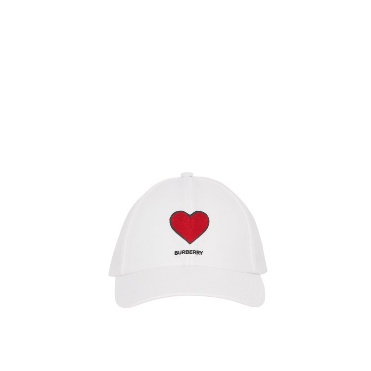 心形圖案印花棉質Gabardine棒球帽（白色）。圖／BURBERRY提供