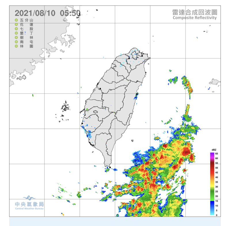 今、明（10日、11日）兩天西南風影響，台灣中南部地區及澎湖、金門有局部短暫陣雨或雷雨，東半部地區亦有零星短暫陣雨，其他地區及馬祖為多雲到晴，午後有局部短暫雷陣雨。圖/氣象局提供