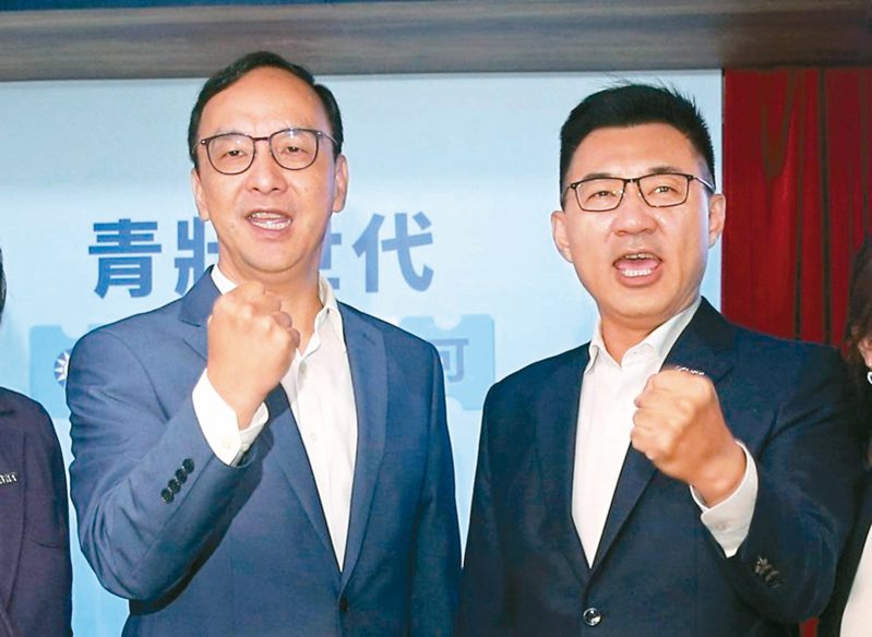 國民黨主席選戰開打，前現任主席朱立倫（左）、江啟臣（右）對決，交鋒不斷。 聯合報系資料照片