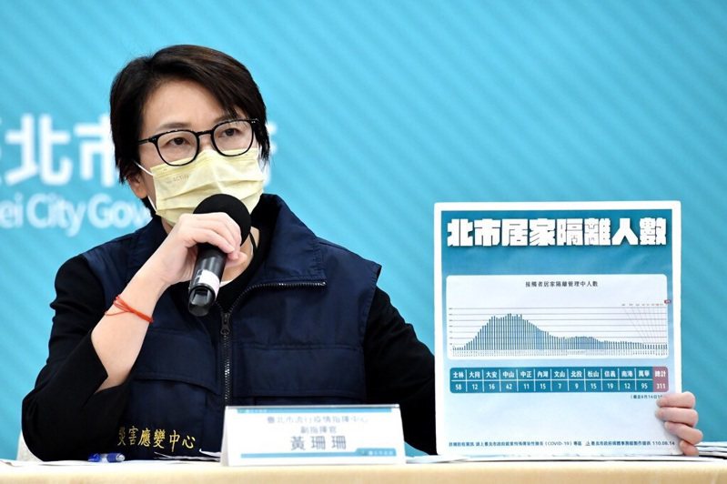 台北市副市長黃珊珊下午舉行防疫記者會。圖／北市府提供
