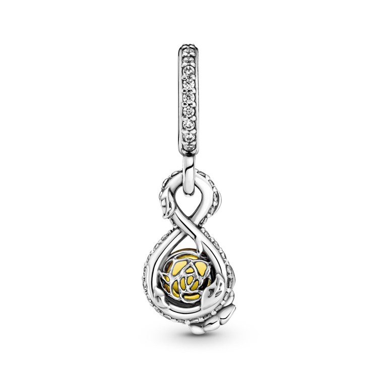 Disney x Pandora「美女與野獸」永恆玫瑰925銀鋯石吊飾，2,48...