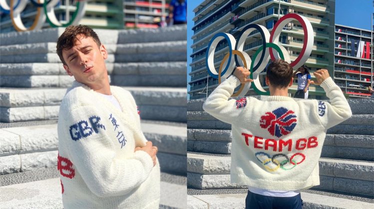 湯姆戴利在東京奧運期間完成的開襟衫，難得沒有把漢字用爛的美學涵養讓網友驚嘆。圖／取自IG