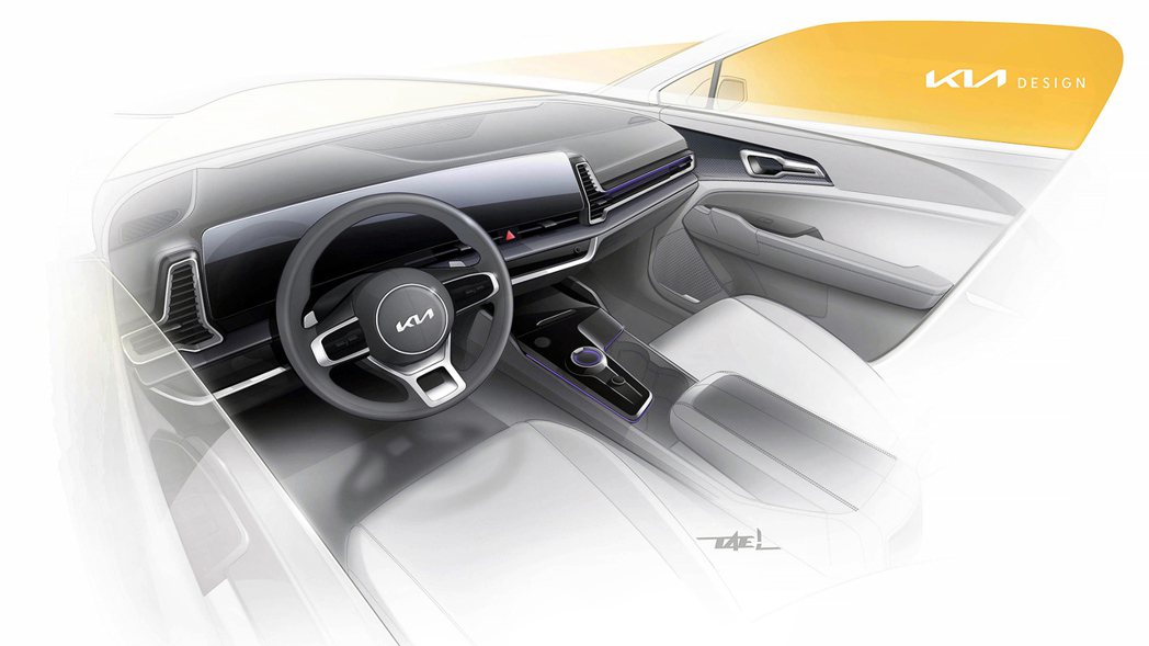 歐規大改款Kia Sportage內裝設計草圖。 摘自Kia