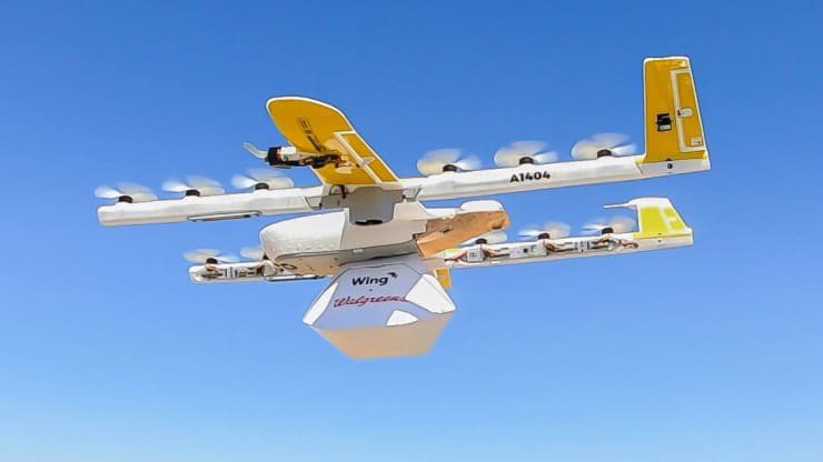 Wing與藥妝店沃爾格林（Walgreen）合作無人機遞送服務。（網路圖片／Wing提供）