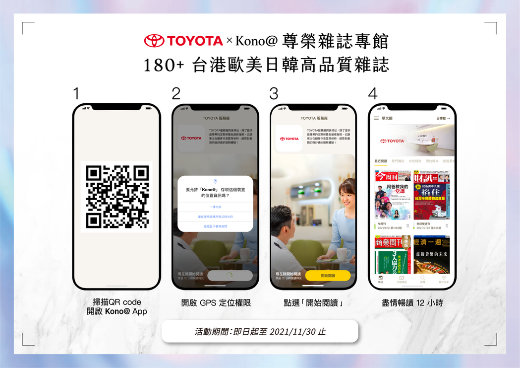 TOYOTA與Kono@共同打造品牌線上閱讀館，操作方式快速簡潔。 圖／和泰汽車...