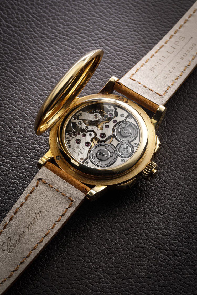Philippe Dufour「Grande & Petite Sonnerie」編號一號大小自鳴黃金腕表表背。圖／富藝斯提供