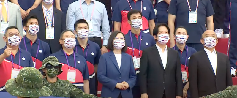 蔡英文總統今天下午在副總統賴清德、行政院長蘇貞昌的陪同下，在府內舉辦「東京奧運英雄凱旋派對」。圖／取自總統府直播
