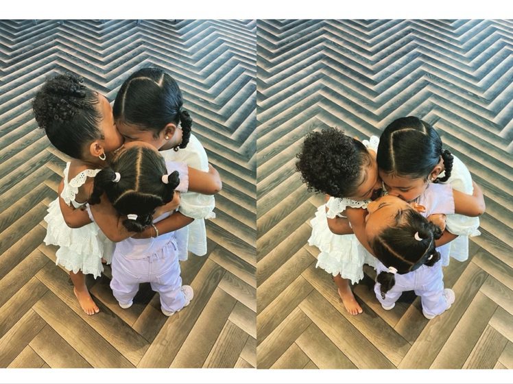 金卡戴珊在粉絲突破2.5億時放上親愛寶貝們的照片，可愛而溫暖。圖／取自IG