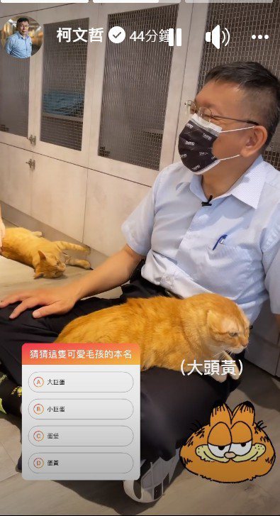 柯文哲今天在臉書發文及影片，描述一個愛貓人與貓咪的天堂，愛與重生的故事。圖／取自柯文哲臉書
