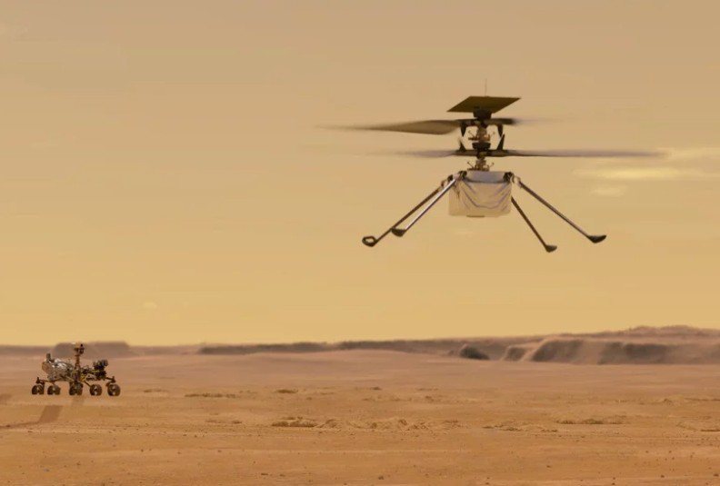 圖為美國國家航空暨太空總署（NASA）火星直升機「創新號」（Ingenuity）。 美聯社
