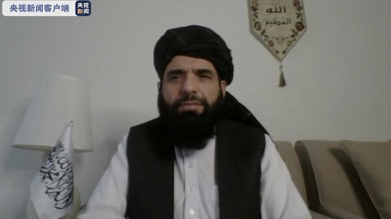 阿富汗神学士驻卡塔尔政治办公室发言人沙欣（Sohail Shaheen）。图／央视画面截图(photo:UDN)