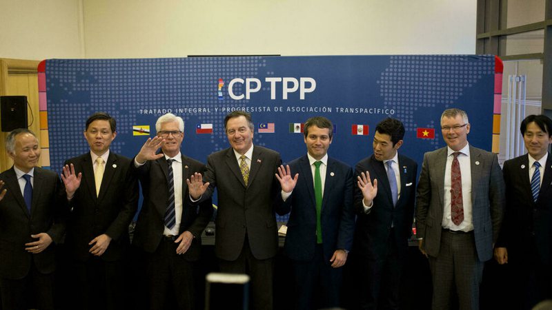 跨太平洋夥伴全面進步協定（CPTPP）示意圖。美聯社