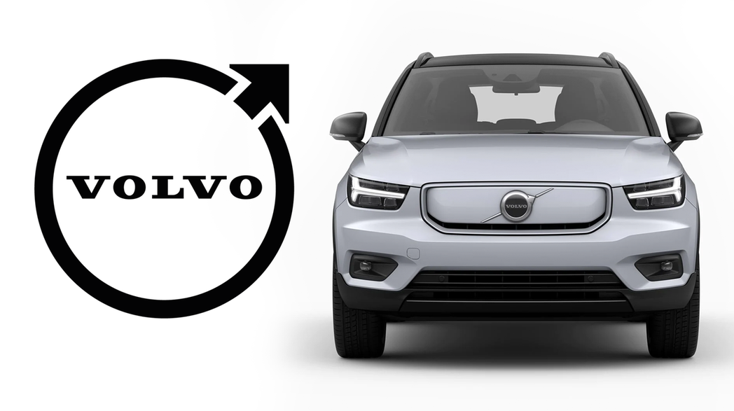 Volvo新廠徽(圖左)也是走2D平面化設計。 摘自Volvo