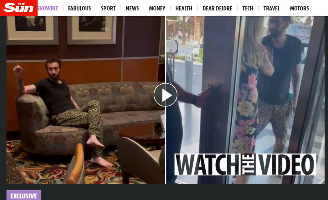 尼可拉斯凱吉被拍到在拉斯維加斯的高檔餐廳發酒瘋。圖／摘自The Sun