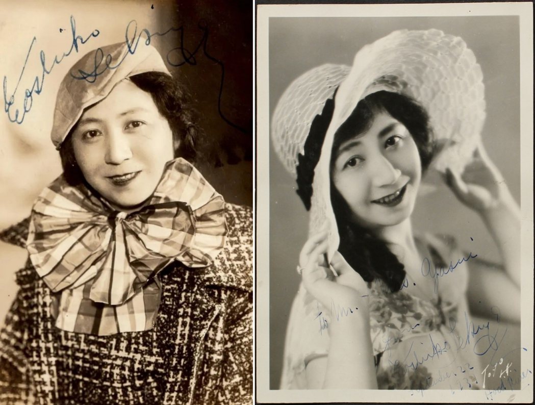 1929（左）與1931年（右）關屋敏子的簽名照 。
 圖／作者提供