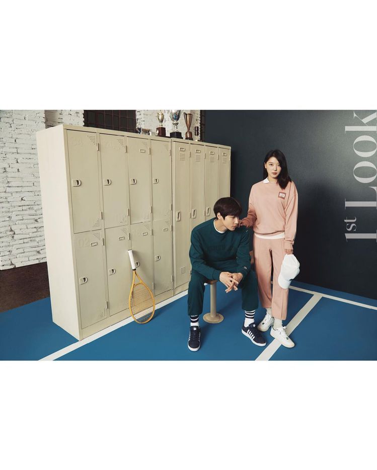 趙宇麗（右）與黃寅燁共同拍攝運動時尚畫報。圖／摘自instagram