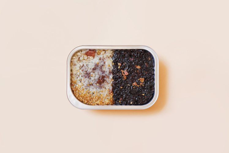 「小浪漫豆沙甜米糕小食盒」包含玫瑰紫玉豆沙、桂花白玉豆沙。圖／婉婉 WantOne提供
