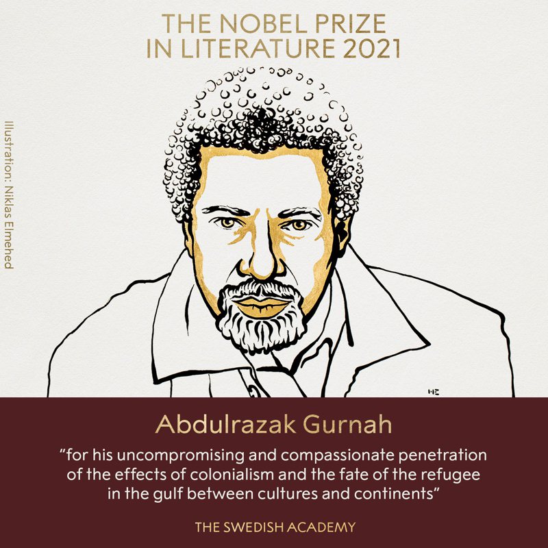諾貝爾文學獎得主，坦尚尼亞小說家古納。圖／取自諾貝爾獎官網