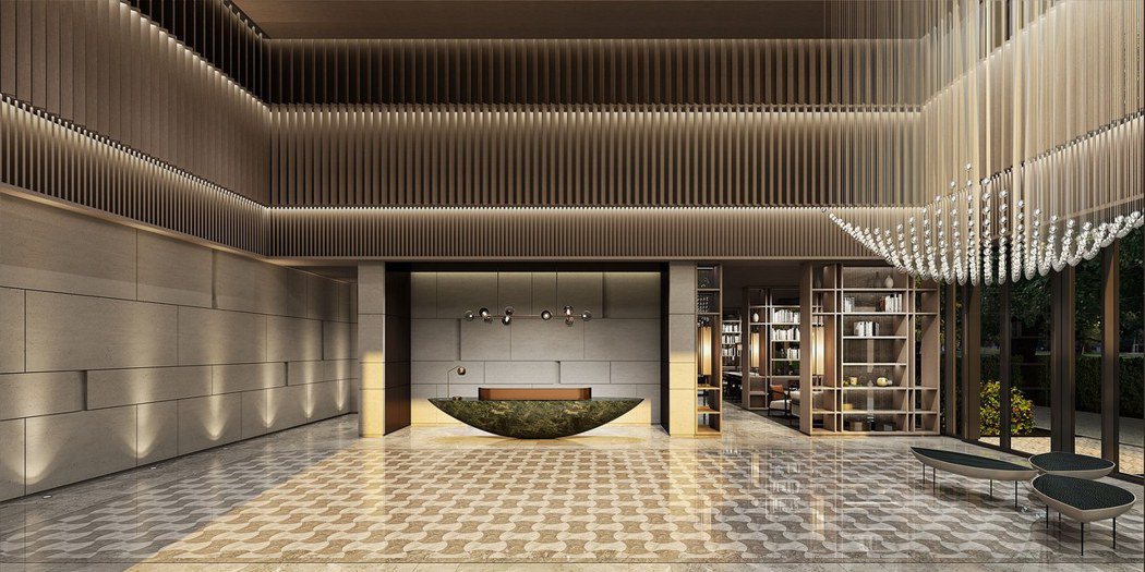 「馥華城奕」挑高7.8米氣派大廳更賦予藝術美感。 業者／提供