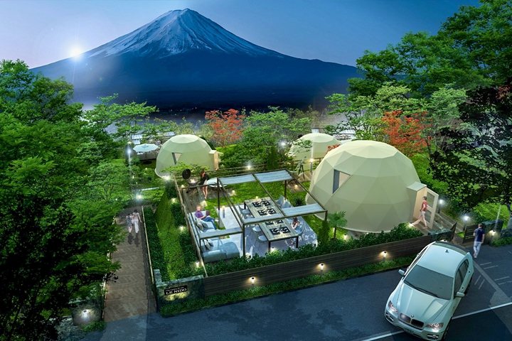 營區正對富士山，無論從哪個角度都能欣賞完美山景。　圖：LE NIDO -ル・ニド-／來源