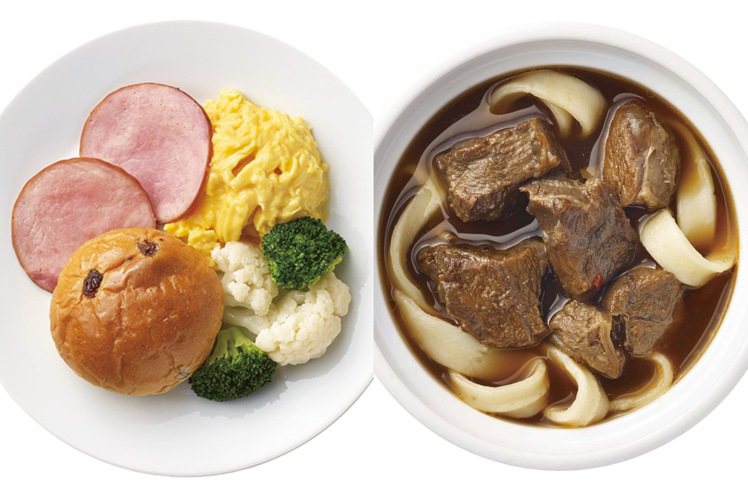 IKEA推出59元超值早餐（左圖）、99元原盅牛肉麵。圖／IKEA提供