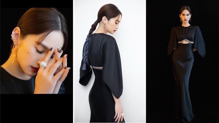 楊丞琳身穿David Koma黑色洋裝，腰間一抹鏤空剪裁相當性感。圖／取自IG