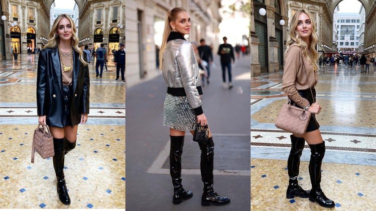 義大利網紅Chiara Ferragni也多次詮釋Lady Dior系列包款。圖／皆取自IG