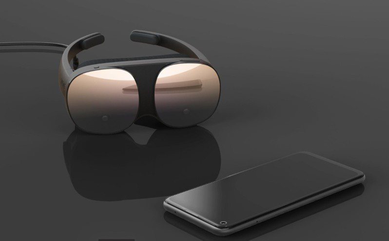 宏達電推出僅189公克的VIVE Flow亮相，主打輕巧設計的VR眼鏡，將於11月正式上市。（HTC提供） 中央社