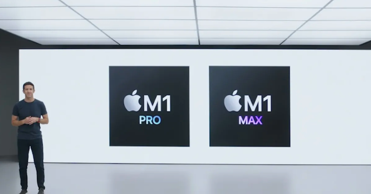 MacBook搭載最新型的M1 Max處理晶片。 圖／蘋果發表會截圖