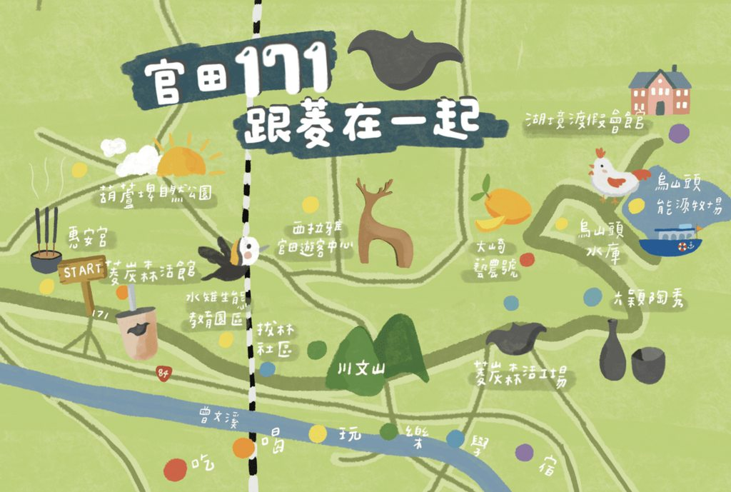 官田171跟菱在一起 官田旅行地圖 圖／台南意向 官網