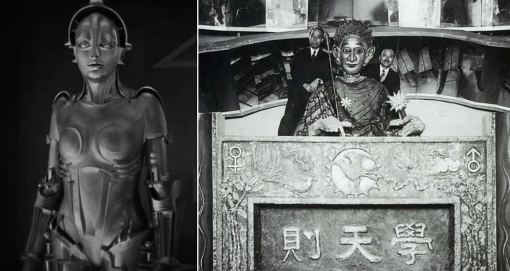左為電影《大都會》裡的機器人，右為日本機器人「學天則」。 圖／FILM、維基共享