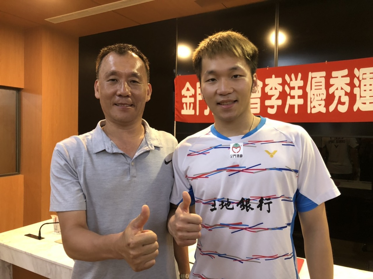 中華奧運羽球選手李洋曾偕同父親李峻淯。 圖／聯合報系資料照片
