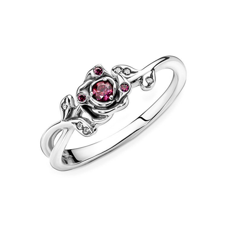Disney x Pandora「美女與野獸」玫瑰戒指，2,480元。圖／Pan...
