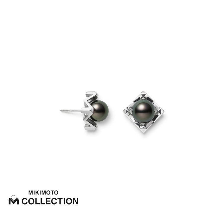 MIKIMOTO M Collection黑珍珠耳環，18K白金，搭配約9.00mm黑珍珠，14萬元。圖／MIKIMOTO提供