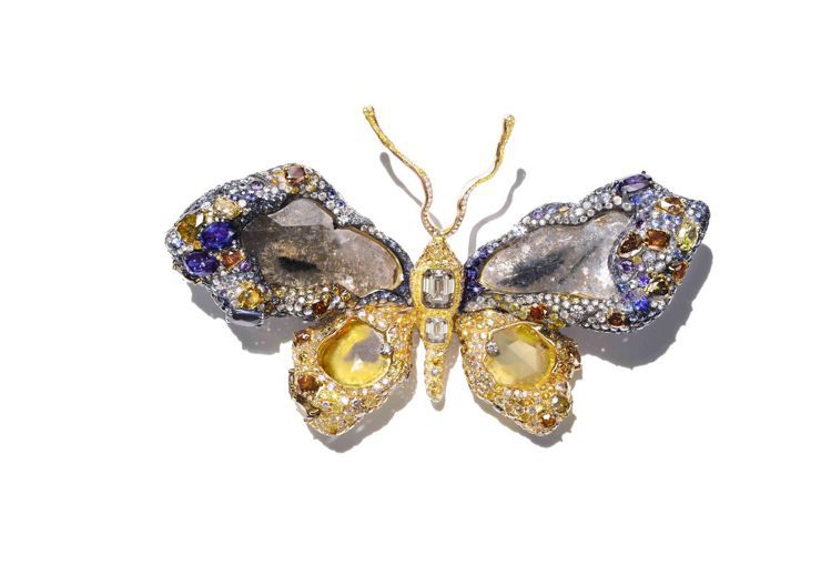 2010年美國史密森尼國家自然歷史博物館永久典藏的2009年作品「皇家蝴蝶胸針」。圖/CINDY CHAO The Art Jewel提供