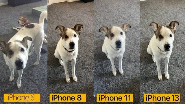 Phone 6至iPhone 13拍攝比較，明顯新機無論顏色、光亮度、雜訊、細節都大幅拋離完勝舊機（MacRumors）
