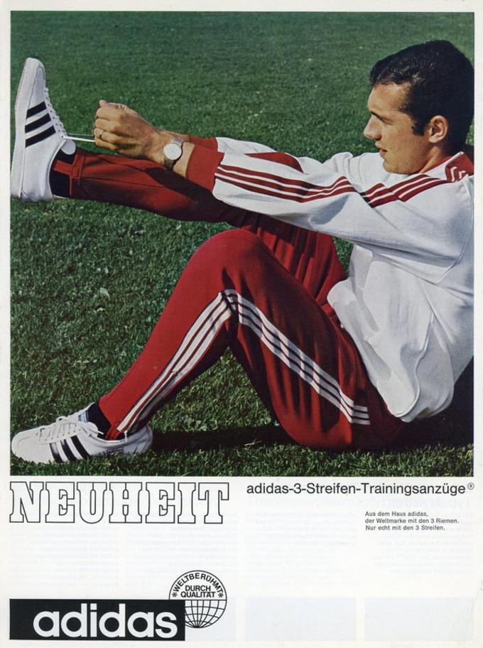 圖／微新聞提供 adidas推出品牌象徵的三線標誌運動服套裝，在當時德國足球皇...