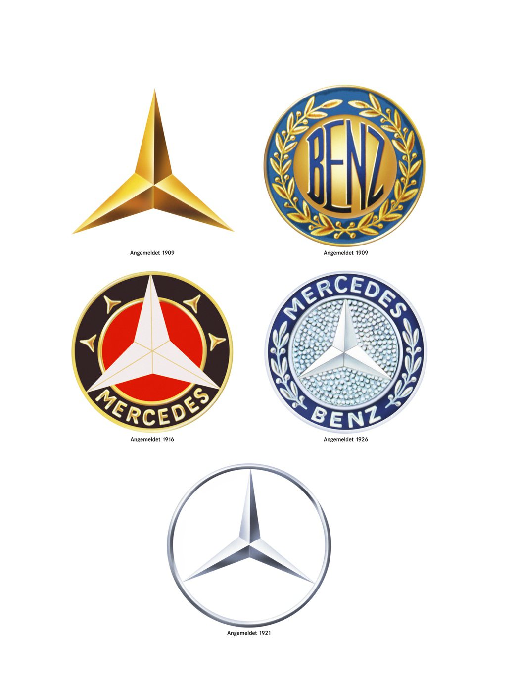 Mercedes-Benz三芒星Logo演變史。 圖／Mercedes-Benz...