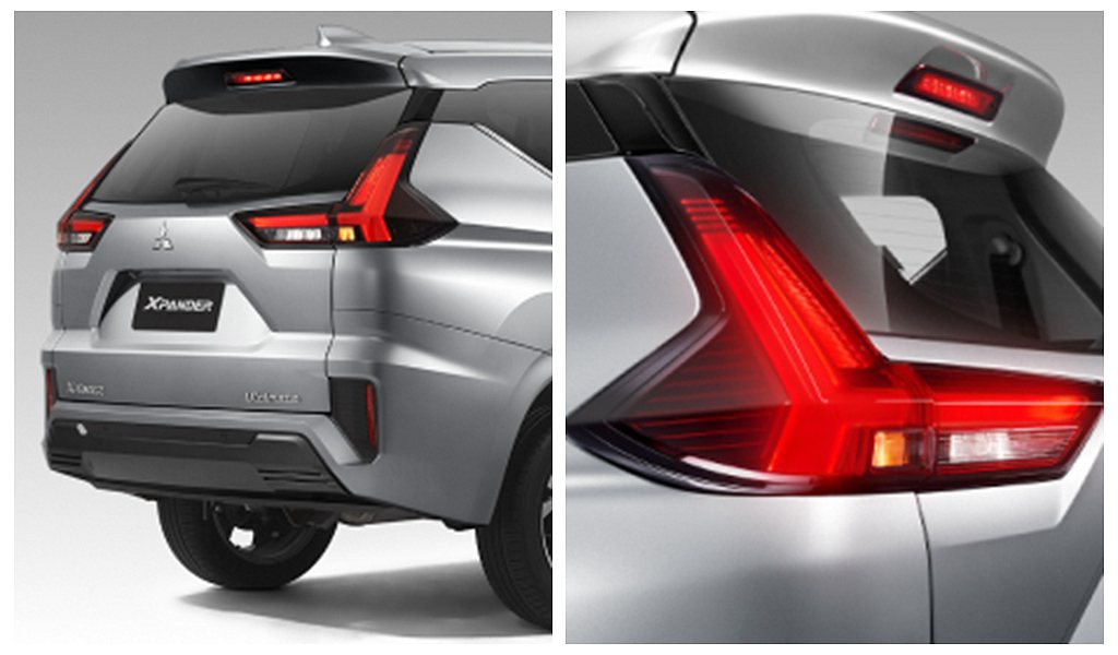 小改款三菱Xpander車尾採用新世代造型設計，LED的尾燈與第三煞車燈，顯著提...