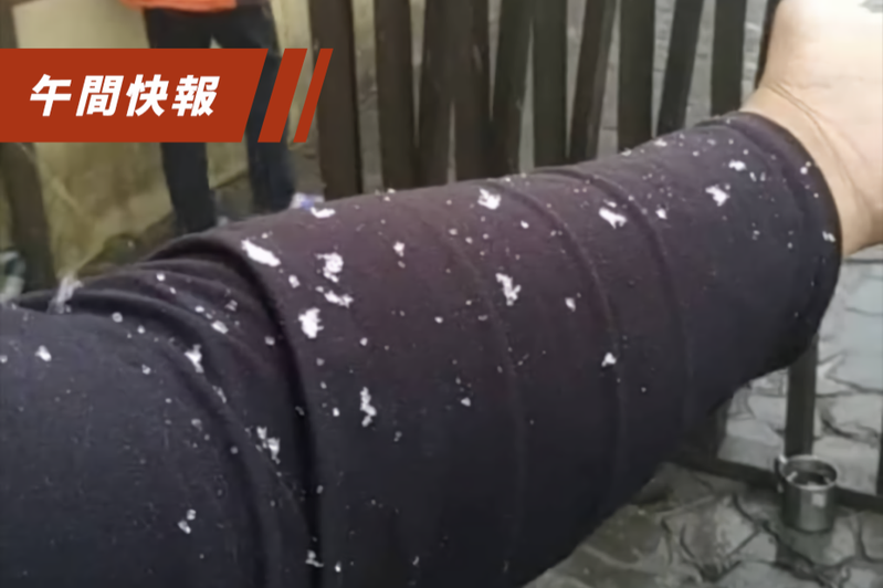 合歡山今天上午7時許降下冰霰，遊客興奮錄影，並分享影片。圖／臉書社團「臺灣追雪團」提供
