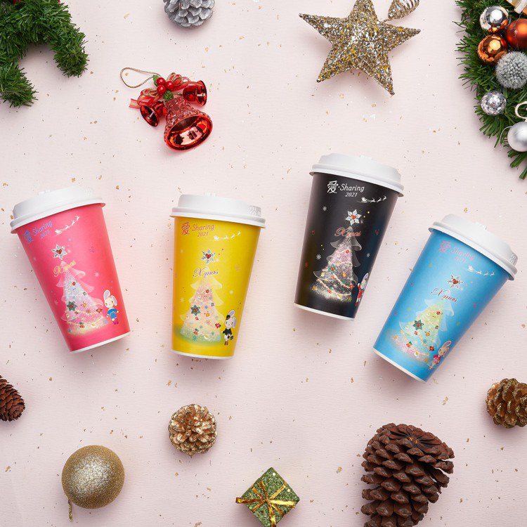 「愛‧Sharing主題咖啡杯」將於11月17日上市，共推出黃、黑、粉、淺藍4款...