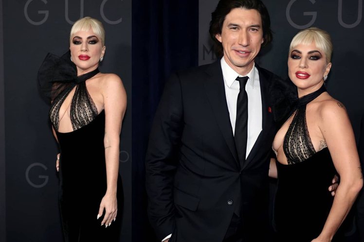 Lady Gaga（右）與男星Adam Driver現身紐約電影首映紅毯。圖／摘...