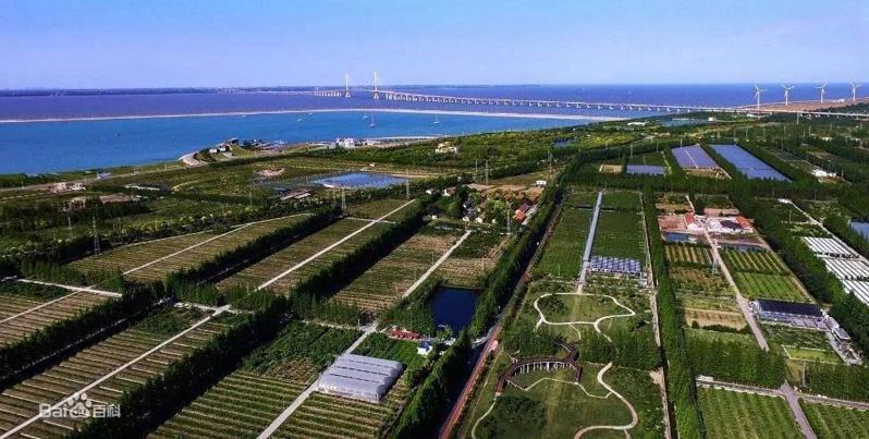 位於長江口的崇明島經濟型態以農業和漁業為主，未來將興建高鐵通達。（百度）