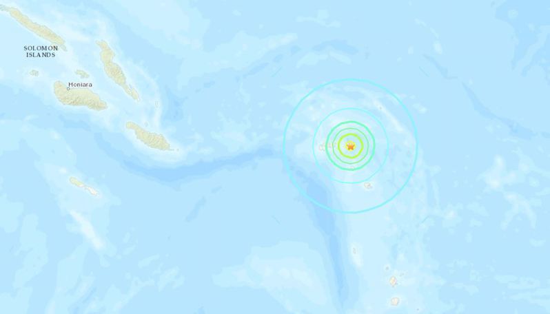 太平洋的聖克魯斯群島發生規模6.1地震。 圖擷自美國地質調查局