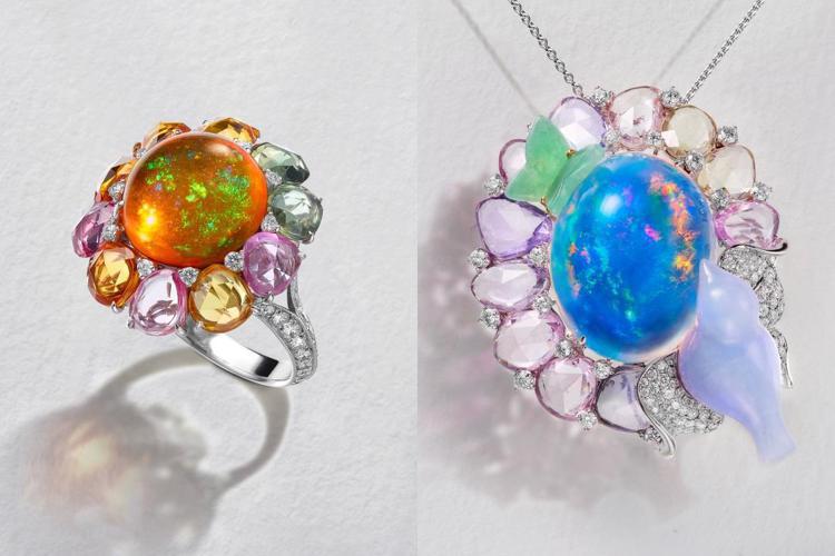 珠寶設計師林曉同以蛋白石創作全新「曉夢花園」系列珠寶。圖／林曉同珠寶提供