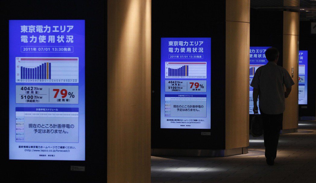 圖為東京電力的使用狀況監控面板。 圖／路透社